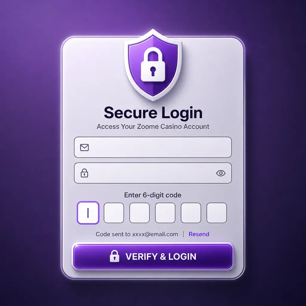 Zoome Casino login form on screen