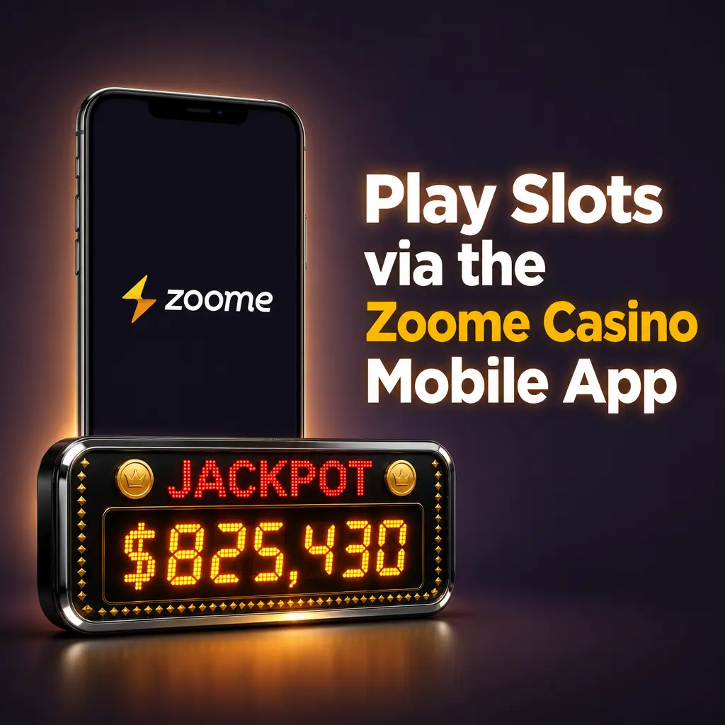 Zoome Casino mobile app on a smartphone showing the slot lobby