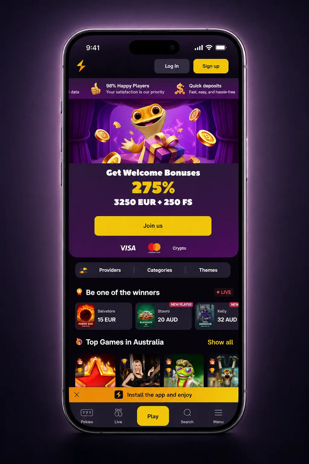 Casino games lobby at Zoome Casino