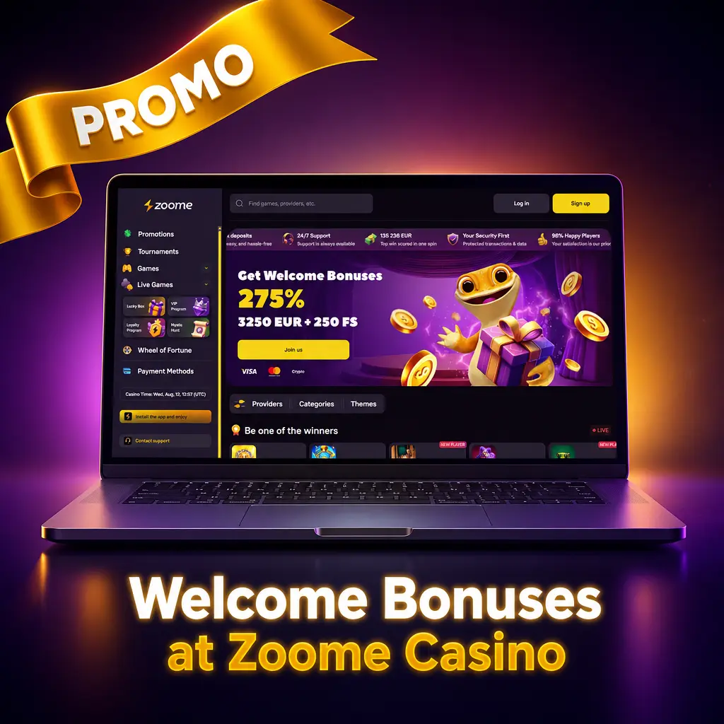 Zoome Casino welcome bonus package with four deposit tiers